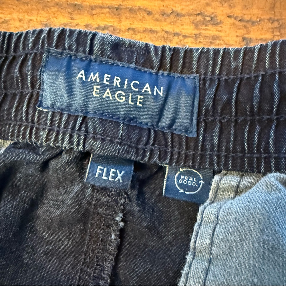 American Eagle Pull On Draw String Denim Cargo Pa… - image 2